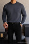 Men's Winter Casual Basic Smoked Sweatshirt - 2