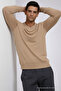Men's Long Sleeve Loose V-Neck Caramel Knit Sweater - 5