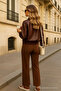 Women's Wide Leg Casual Brown Palazzo Pants - 6