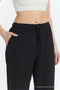 Linen Blended Loose Fitting Black Trousers - 6