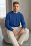 Men's Loose Textured Flare Indigo Sweatshirt - 6