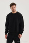 Black Crew Neck Oversize Ribbed Basic Men's Sweatshirt - 3