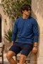 Knitted Long Sleeve Indigo Men's Sweatshirt - 2