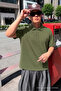 Men's Straight Fit Khaki Polo Collar T-Shirt
