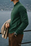 Men's Relax Cotton Green Loose College Jacket - 3
