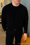 Herren Relax Fit Winter Schwarzer Basic-Pullover