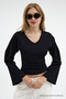 Women's V-Neck Long Sleeve Tight 3-Piece Blouse - 7