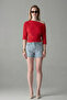 Women's Short Sleeve Cotton Tight-Fitting Red T-Shirt
