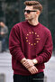 Men's Star Printed Loose Burgundy Sweatshirt - 2