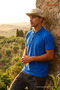 Men's Buttoned Loose Fit Blue Polo Collar T-Shirt - 4
