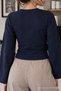 Women's Soft Navy Blue Blouse with Ankle-Tightening Detail - 6