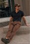 Men's Polo Collar 100% Cotton Basic Black T-Shirt - 5