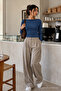 Blue Color Slim Fit Women's Basic Blouse - 2