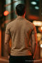 Men's Short Sleeve Coffee Loose Polo Neck T-Shirt - 5