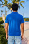 Men's Short Sleeve Blue Loose Polo Collar T-Shirt - 5