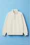 Men's Half Zip Loose Cream Sweatshirt - 6