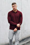 Men's Half Pat Winter Knitwear Claret Red Sweater - 6