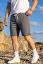 Men's Cotton Casual Loose Smoked Shorts with Pockets - 5