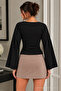 Women's Casual Bodycone Black Knitted Blouse - 3