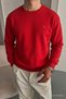 Men's Loose Textured Flare Red Sweatshirt - 4