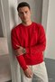 Men's Loose Textured Flare Red Sweatshirt - 2