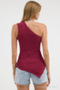 Women's Off-Shoulder Burgundy Asymmetrical Blouse - 4