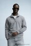 Men's Winter Knitted Collar Gray Sweatshirt