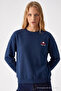 Women's Sorry Chest Print Navy Blue Sweatshirt