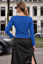 Women's Casual Degaje Boat Neck Blue Blouse - 3
