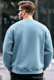 Chest Printed Cotton Men's Baby Blue Sweatshirt - 5