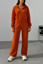 Women's Oversize Orange Hooded Sweatshirt - 4
