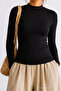 Women's Bodycone Crop Long Sleeve Black Blouse - 5