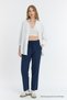 Linen Blended Loose Fitting Navy Blue Trousers - 2
