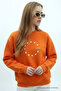 Women's Star Europe Print Orange Sweatshirt - 2