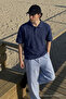 Men's Casual Comfortable Navy Blue Polo Collar T-Shirt - 3