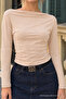 Women's Beige Basic Fitted Blouse - 5