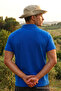 Men's Buttoned Loose Fit Blue Polo Collar T-Shirt - 6