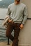 Men's Thick Crew Neck Casual Gray Sweater - 4