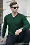 Men's Premium Green V-Neck Knit Sweater - 2