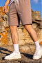 Men's Cotton Casual Loose Caramel Shorts with Pockets - 5