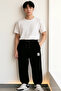 Men's Loose Black Sweatpants with Elastic Waist - 5