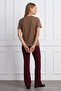 Women's Comfort Fit Basic Brown Loose T-Shirt - 6