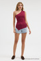 Women's Off-Shoulder Burgundy Asymmetrical Blouse - 6