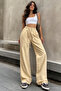 Women's Elastic Waist Cream Linen Pants - 6