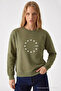 Women's Star Printed Khaki Casual Sweatshirt - 3