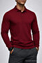 Men's Winter Comfortable Polo Neck Burgundy Sweater