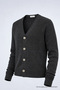 Women's V-Neck Buttoned Loose Smoked Knitwear Sweater - 3