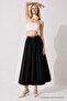Women's Comfortable Black Long Skirt with Elastic Waist - 5