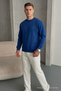 Men's Loose Textured Flare Indigo Sweatshirt - 3