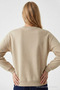 Women's Chest Lettering Printed Cream Sweatshirt - 6